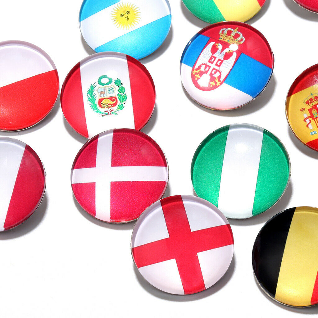 Round Buttons 32 Teams National Flag Football Fans Brooch England