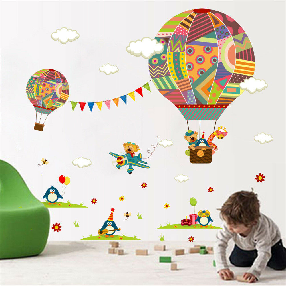 Cartoon Hot Air Balloon Pattern Wall Stickers for Kids Room Decor WallStic.l8