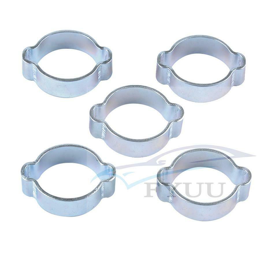100X Double Ear Hose Clips Water Fuel Air Clamps 5-31MM Zinc Plated Box + Pliers