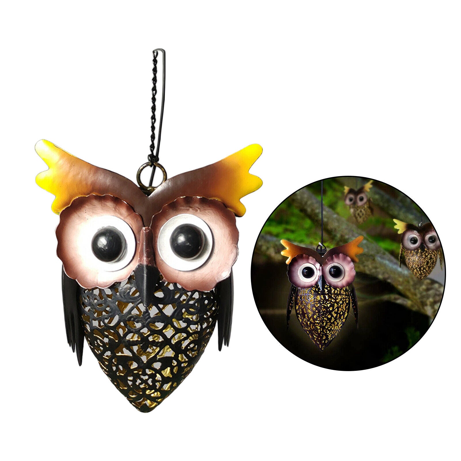 Owl Solar Powered Hanging Garden Outdoor Lights Yard Lawn Lighting Decor