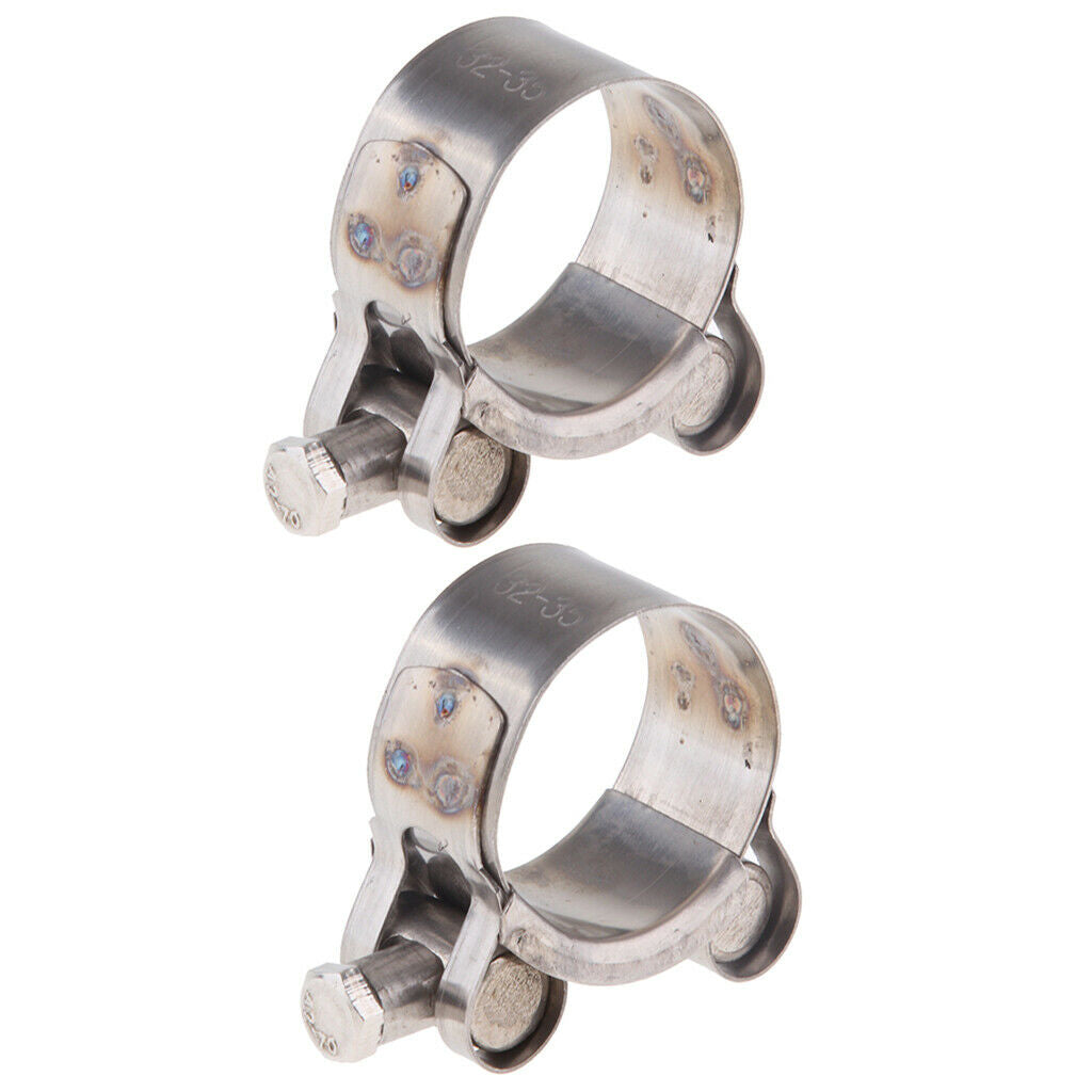 2- Pack Motorcycle Exhaust Clamp/Clip 32 - 35 mm Stainless Steel