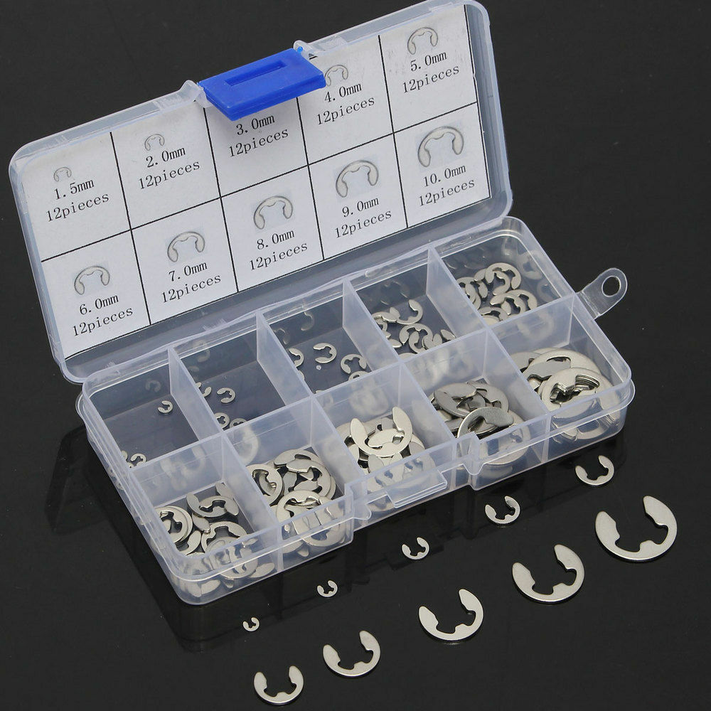 Stainless Steel E Clips C Circlip Kit Retaining Ring 120 X Assorted M1.5 -M10m