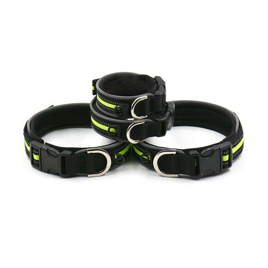 Adjustable Reflective Dog Collar Pet Safety Collar Buckle Strap Harness S