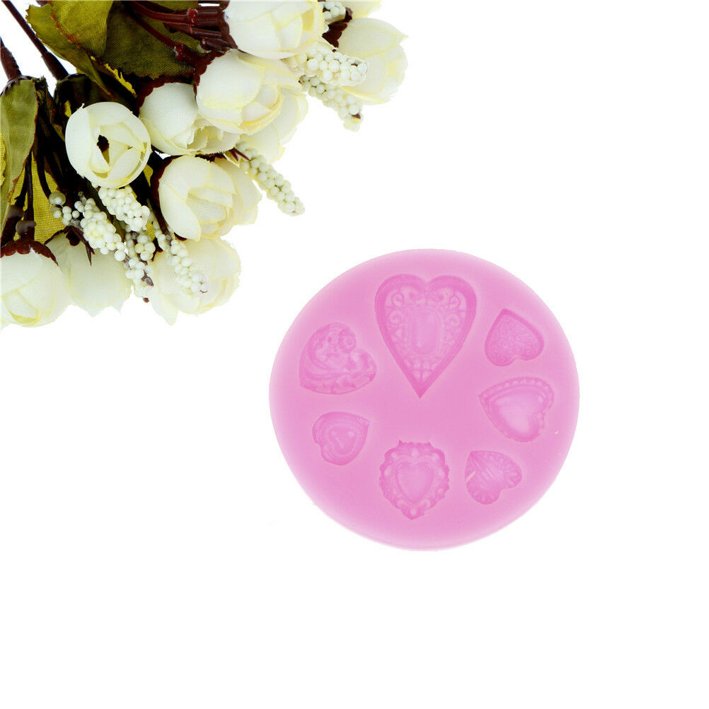 Heart Brooch Silicone Mold Fondant Cake Cooking Tools Cupcake Chocolate M.l8