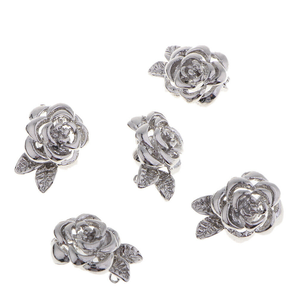 5Pack Rose Flower Magnetic Clasps DIY Hooks End Jewelry Making 2x1.3cm