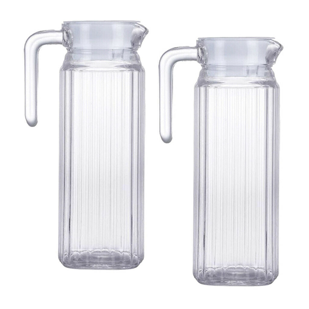 2 Pcs Acrylic Clear Water Pitcher 1.1L Beer Beverage Serving Jars for Bar