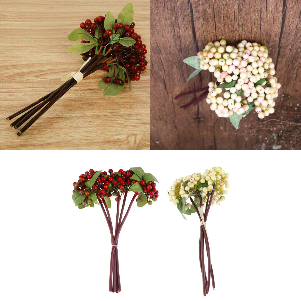 2pcs Plastic Blueberry Fruits Plants Branch-Home Tabletop Floral Vase Home