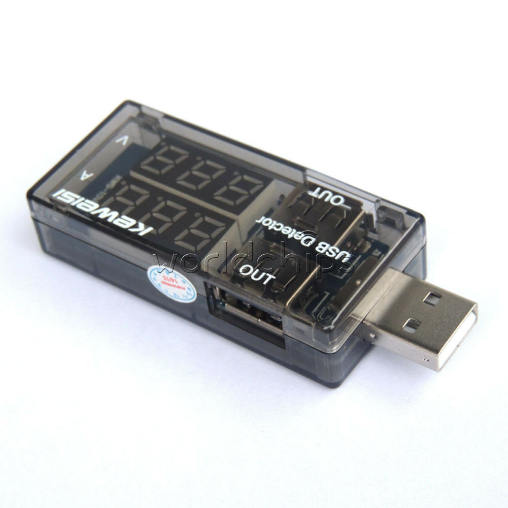 USB Charger Current Voltage Charging Detector Battery Voltmeter Ammeter Red+Blue