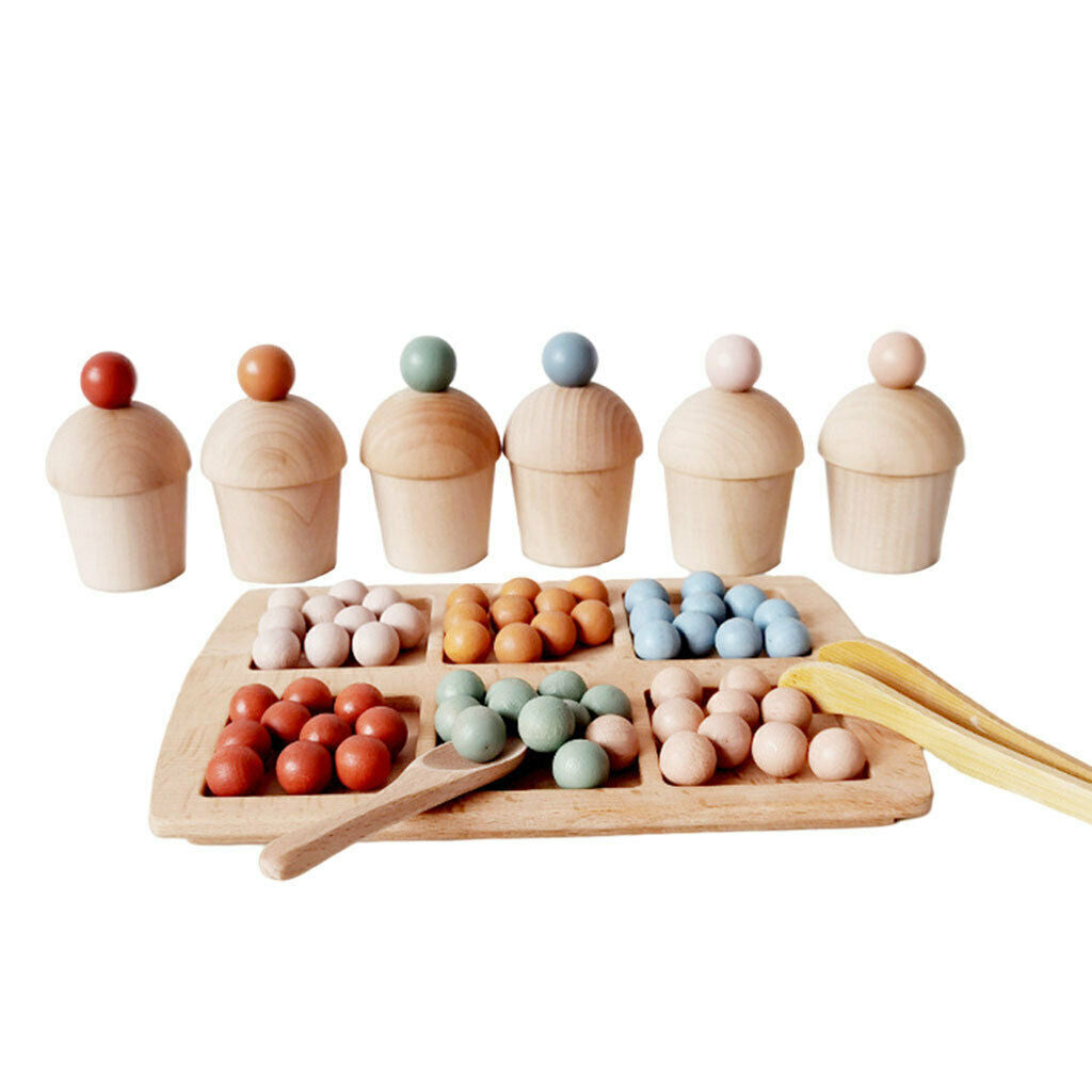 Kids Clip Beads Rainbow Cup Multicolor Wooden Educational Toys for Kids