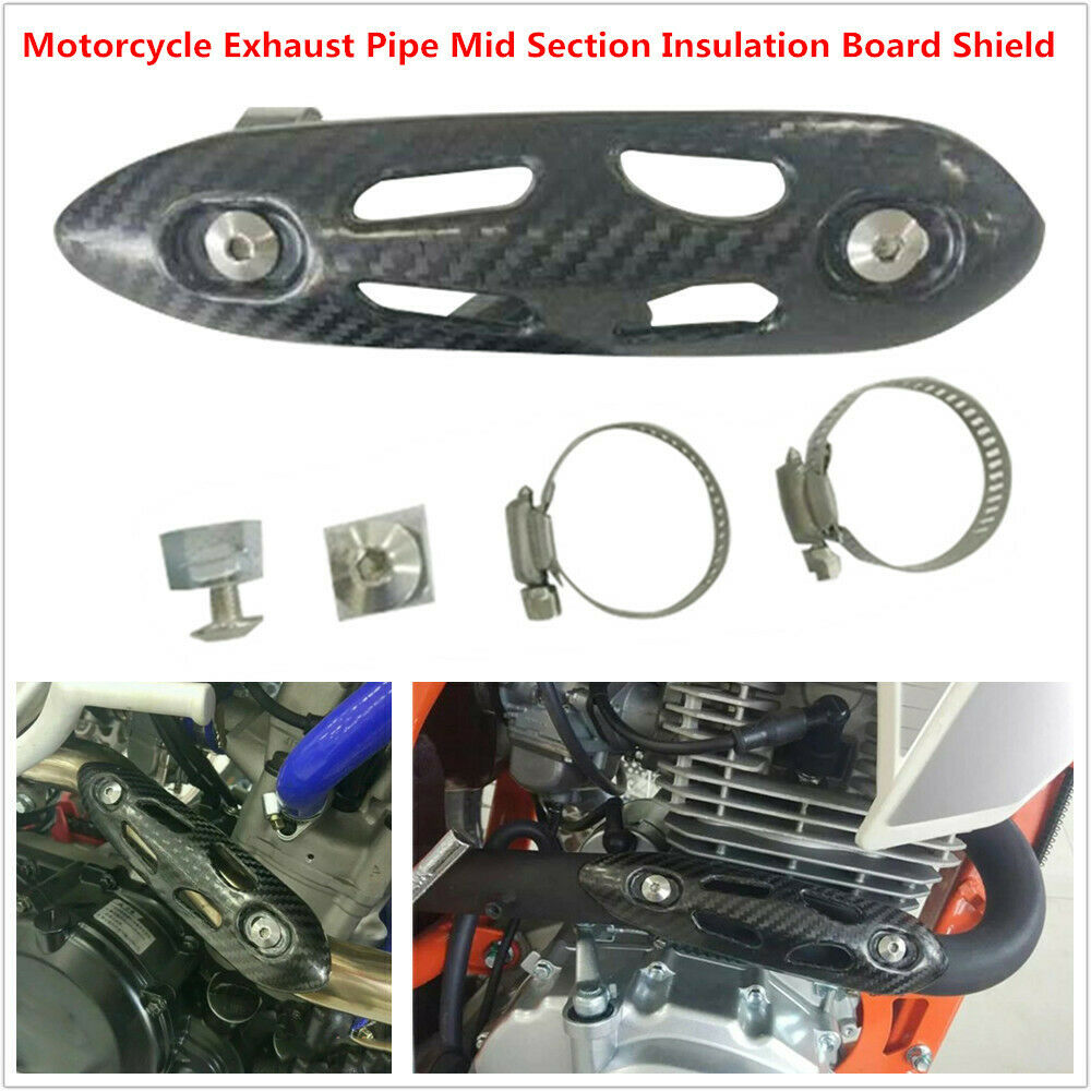 Motorcycle Dirt Pit Bike Exhaust Pipe Mid Section Carbon Fiber Heat Shield Cover