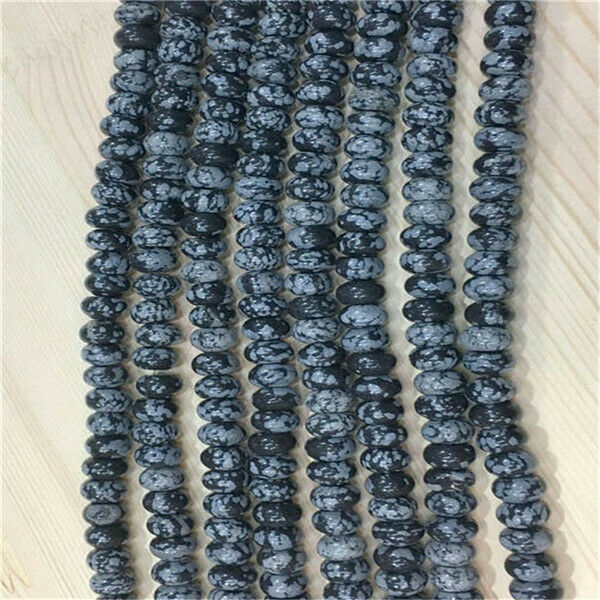 1 Strand 10x6mm Natural Snowflake Obsidian Rondelle Abacus Beads 15.5inch HH349