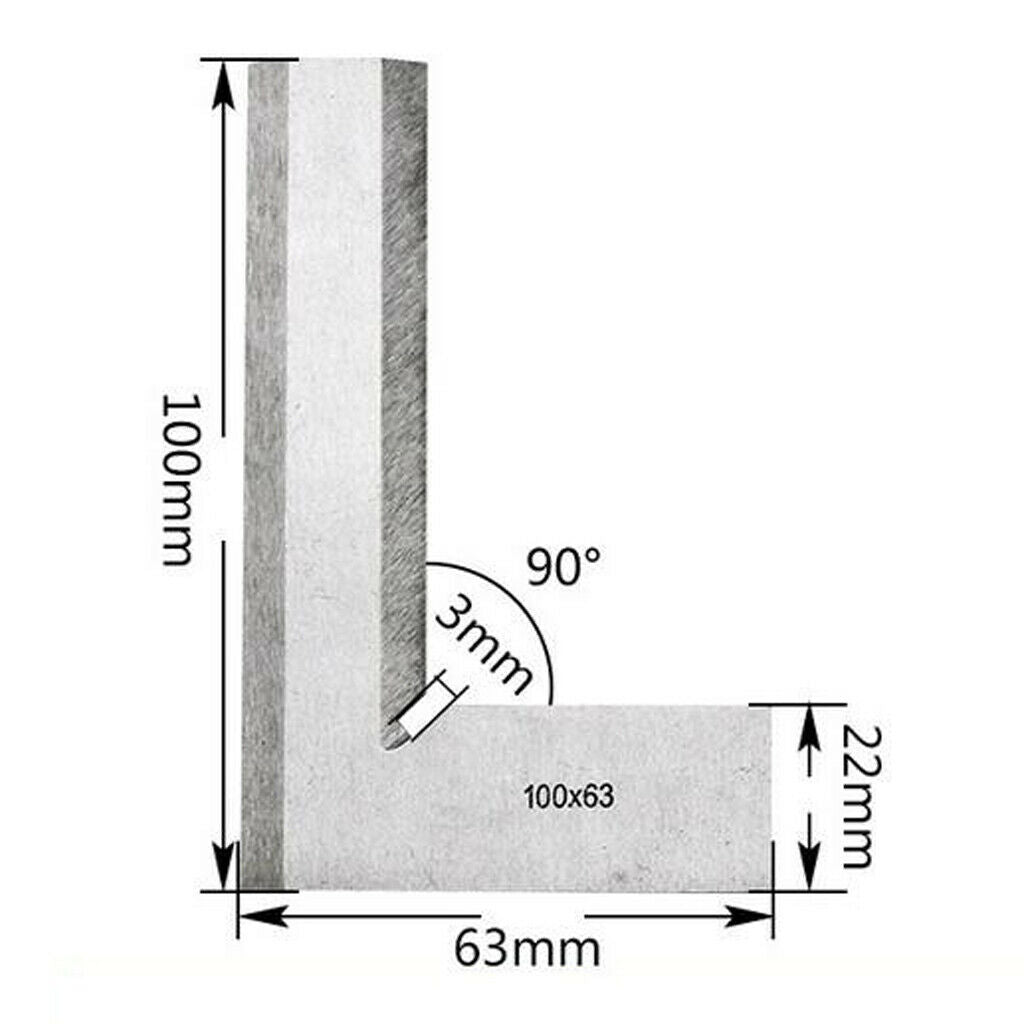 Hardened Steel 90 Degree Try Square Ruler, Corners Making Centering Stone