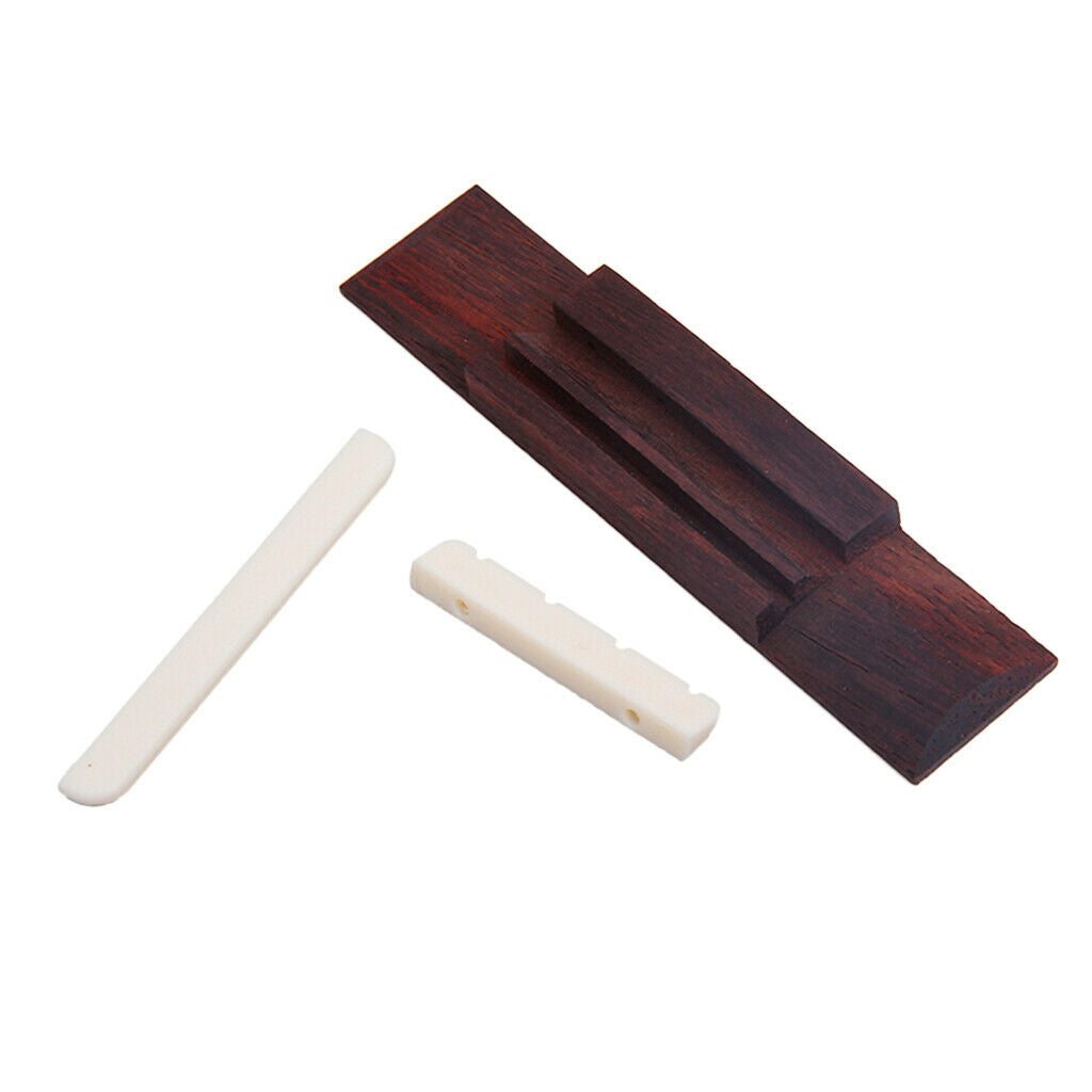 4 Sting Rosewood Bridge & Nut And Saddle Set For Ukulele