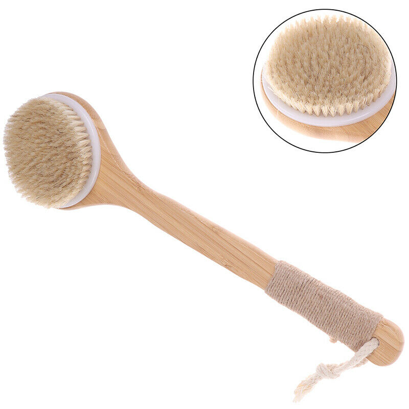 Dry Brushing Body Brush With Long Bamboo Handle Natural Bristle BrushBDAU