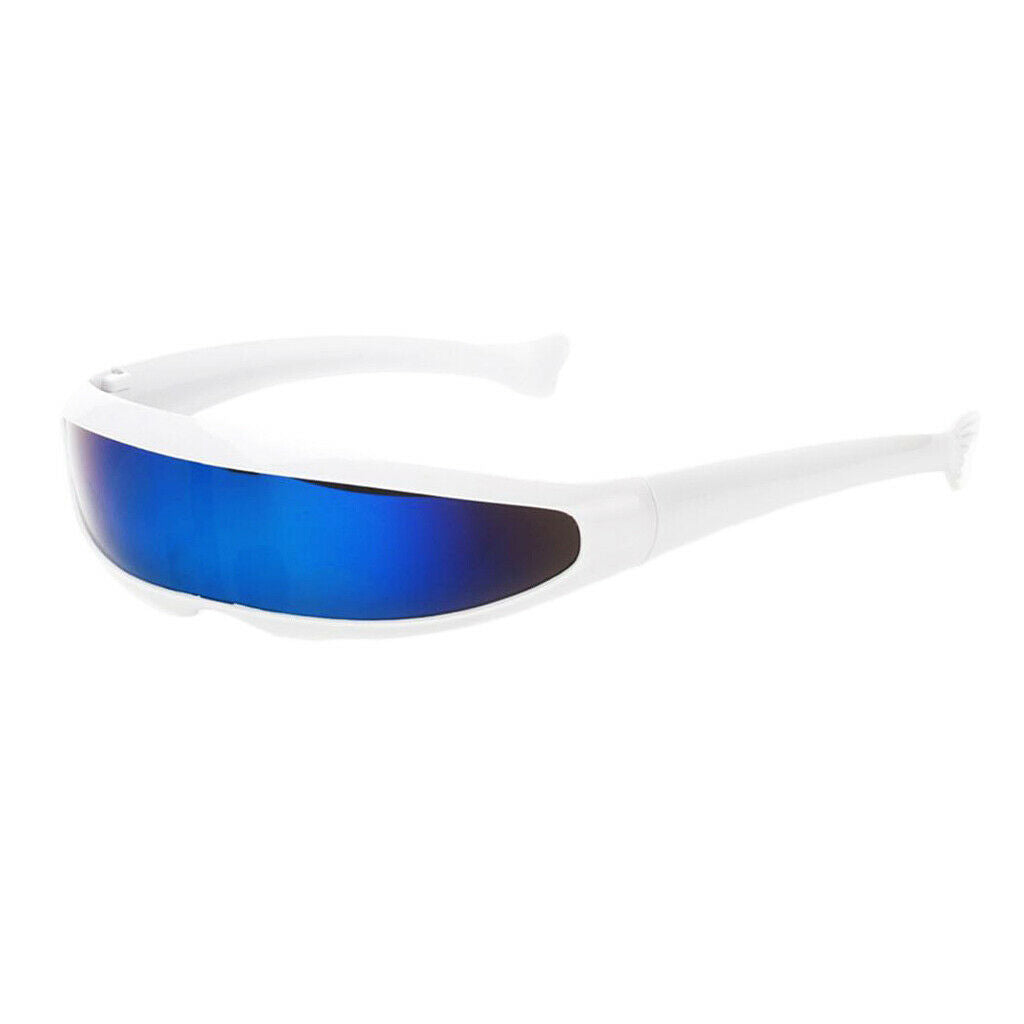 5 Pieces Blue Futuristic Cyclops Narrow Mirrored Visor Sunglasses Glasses