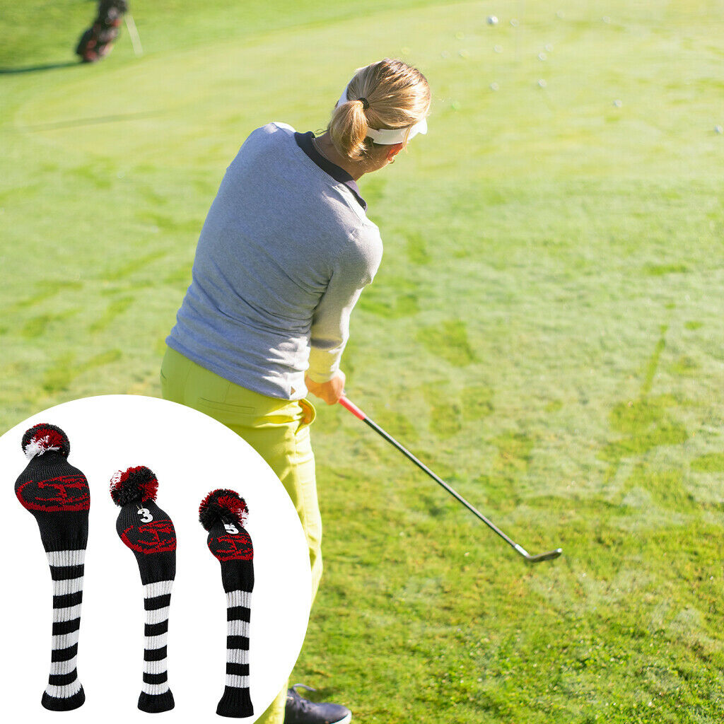 3 pcs Golf Wood Headcover Anti-slip No.1/3/5 Drivers Covers Club Accessories