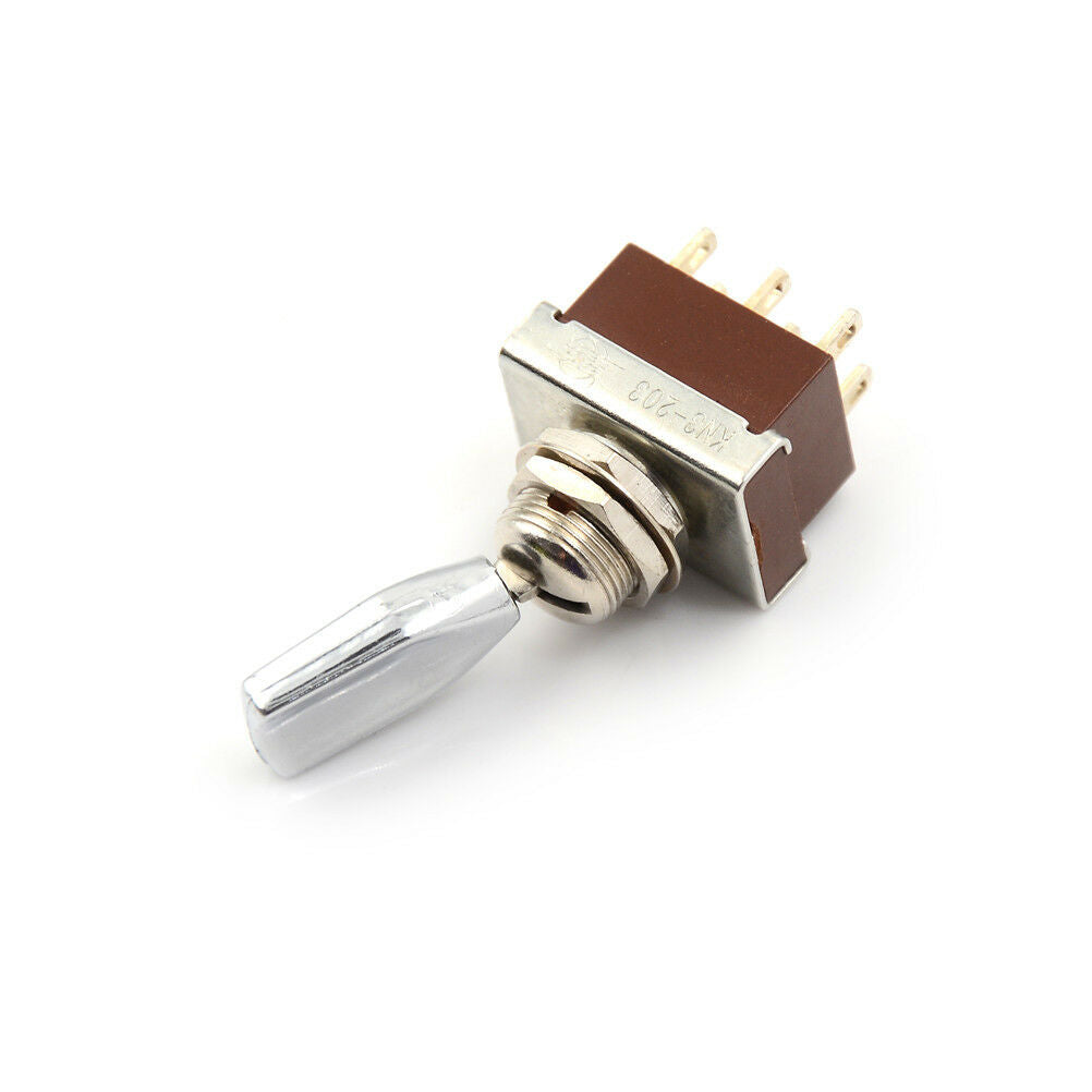 AC 250V 3A 3 Position ON/OFF/ON DPDT Flat Handle Toggle Switch T KHH WF