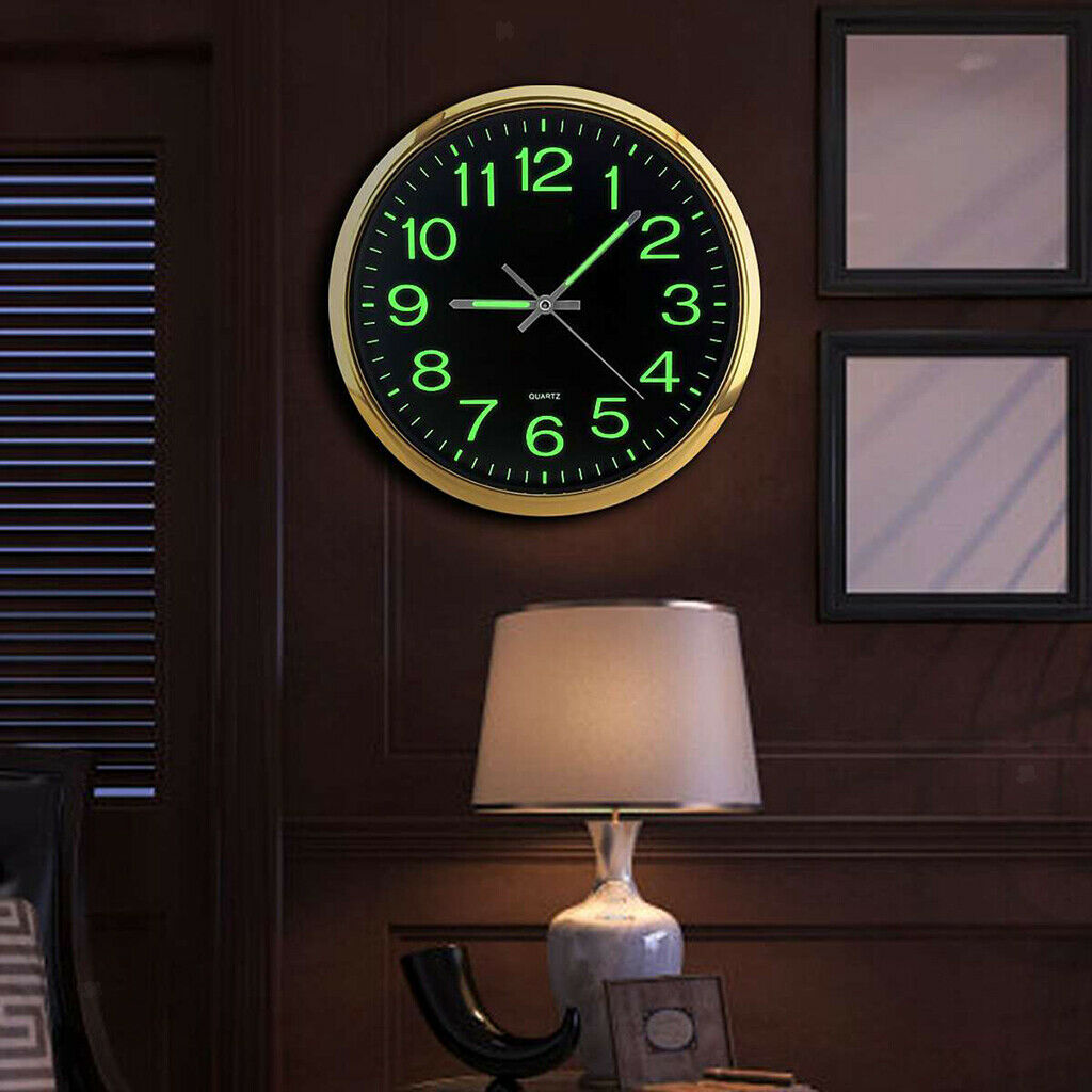 12'' Modern Large Luminous Wall Clock Quartz Indoor Hotel Shops Cafe Decor