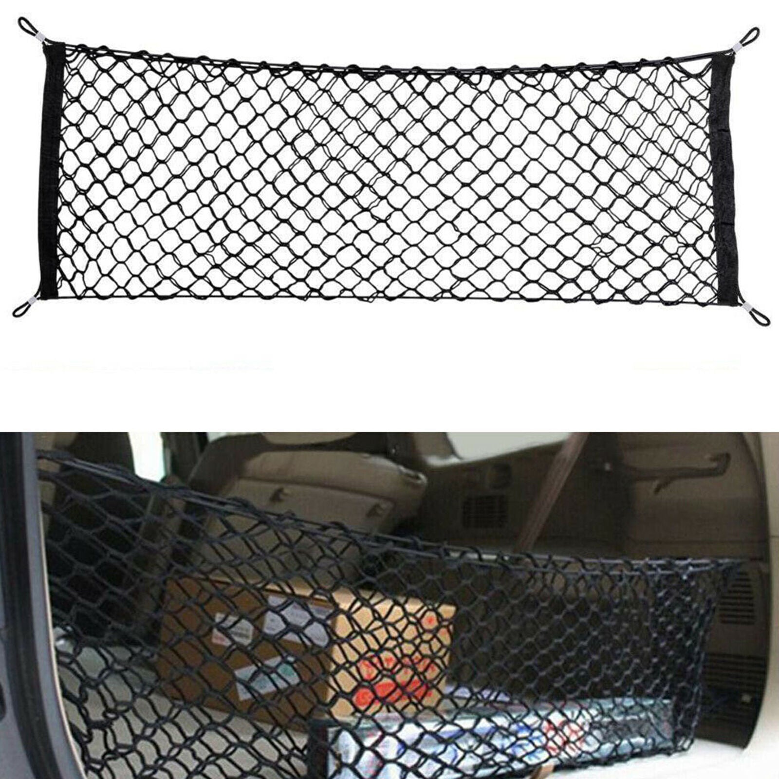 1x Car Interior Trunk Rear Cargo Organizer Storage Net Elastic Accessories Nylon