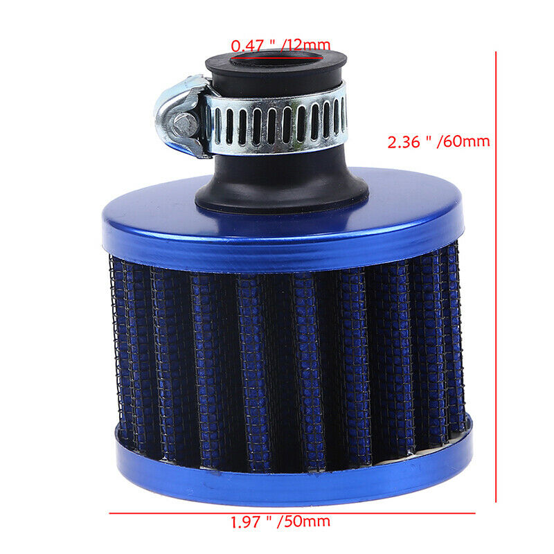 12mm Universal Blue Cylinder Crankcase Cold Air Intake Breather Filter Replace