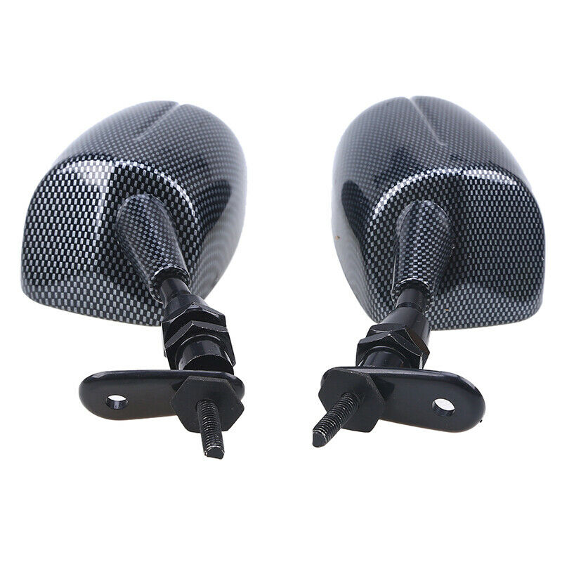 Pair Universal Amber LED Turn Signals Glossy Rear View Mirror Motorcycle Scooter