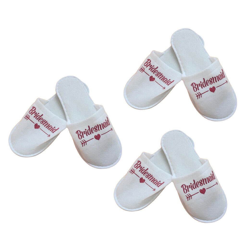 3 Pairs Lightweight Bridal Shower Bridesmaid Disposable Guest Slippers