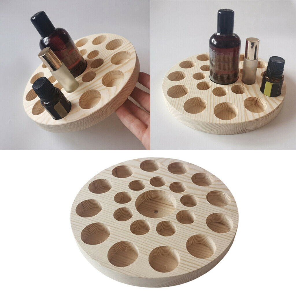 22Slot Essential Oil Rack Tray Wooden Storage Case Organizer Stand Holders Box