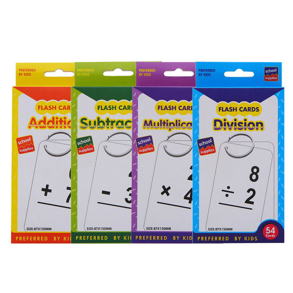 Portable 216 Pcs(4 Set) Kids Math Flashcards (+ ï¼Ã— Ã·) Erasable Suitable for