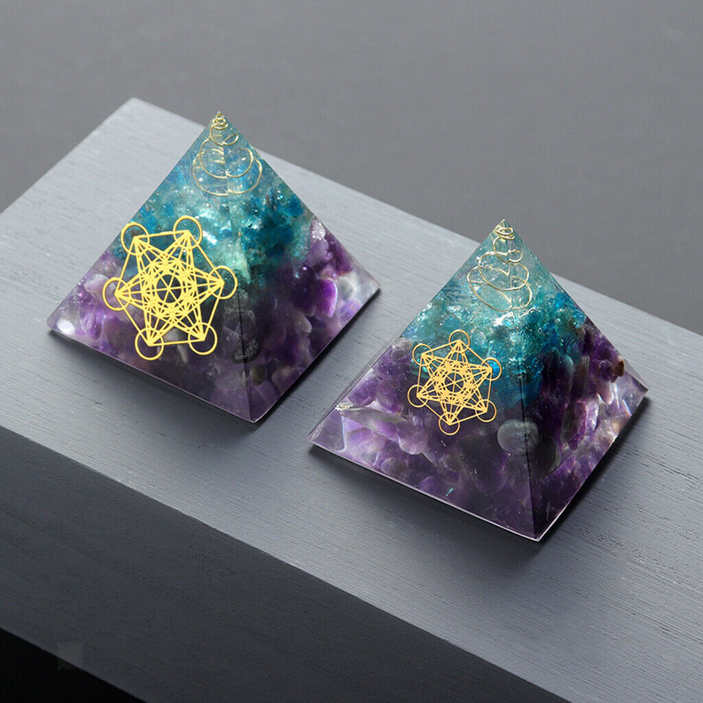 Decorative Amethyst Orgone Pyramid Crystal Home Meditation Crystals Ornament