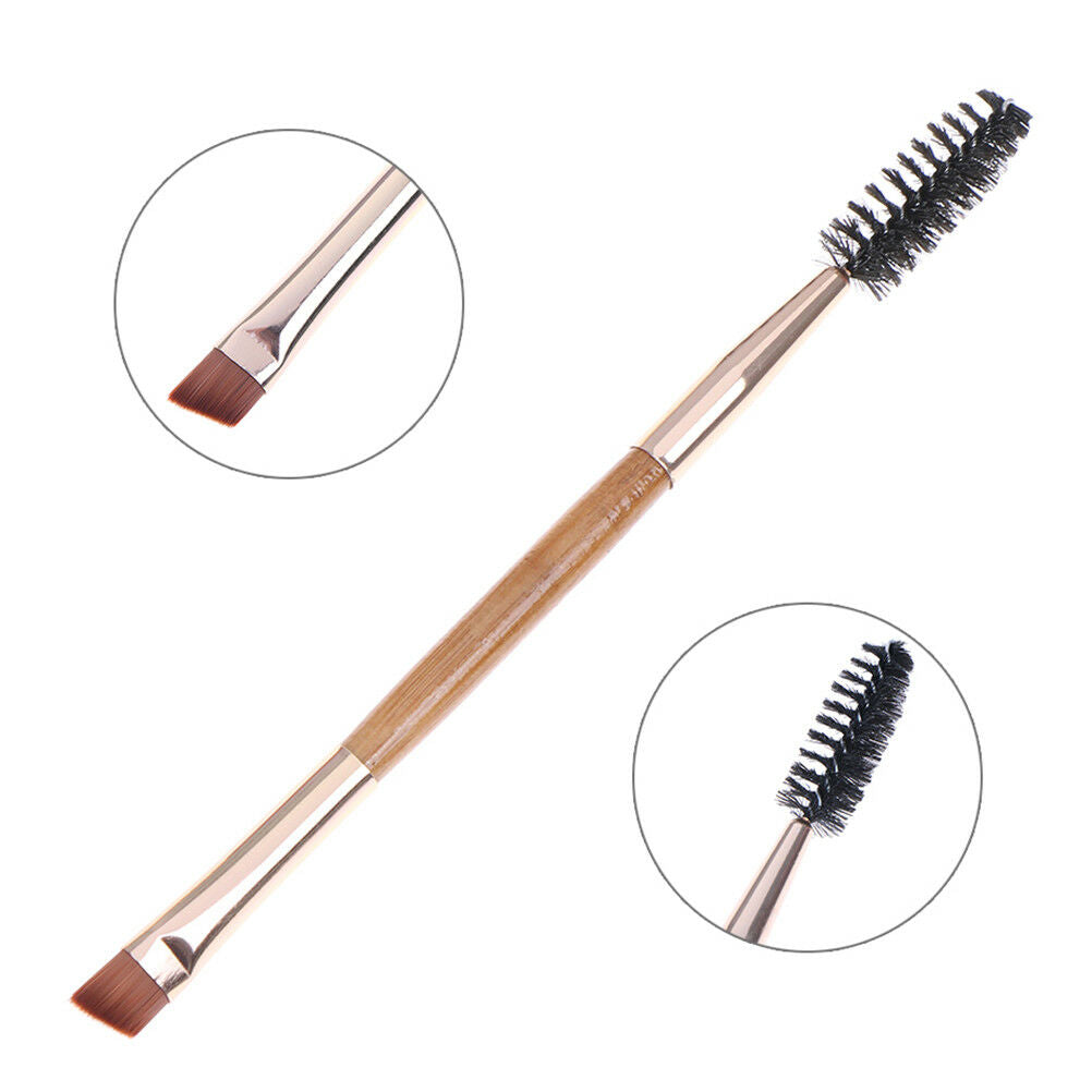 Beauty Makeup Bamboo Handle Eyebrow Brush + Eyebrow Comb Double-Ended Brus_gu Pb