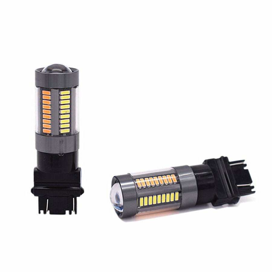 2Pcs Car LED Bulbs White Amber Switchback Turn Signal Parking Stop Light 6500K