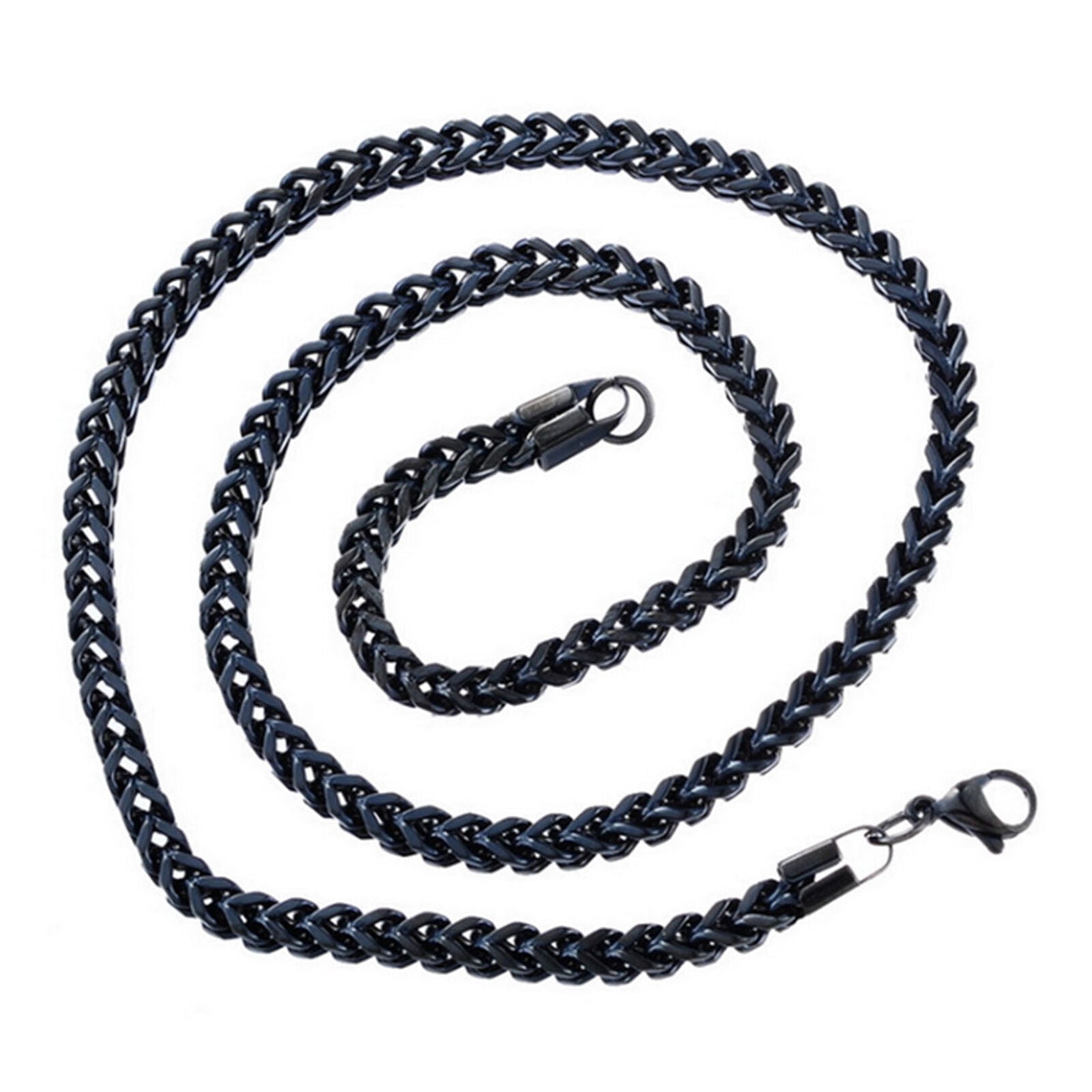 Stainless Steel Necklace Square Wheat Link Mens Chain Bracelet Black 22 inch