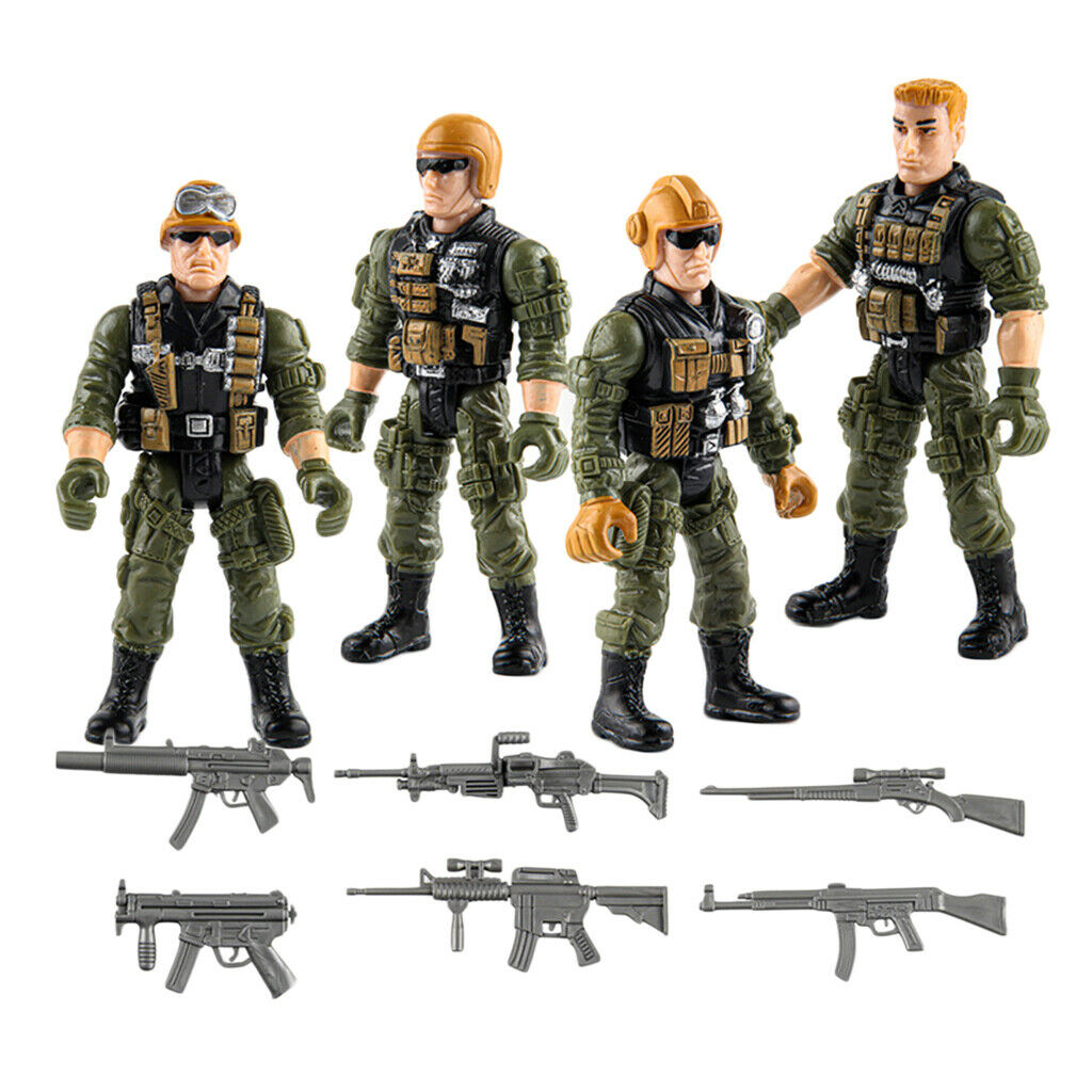 4pcs/set Army Marine Corps Soldier Miniatures Dioramas Gift for Kids Adults