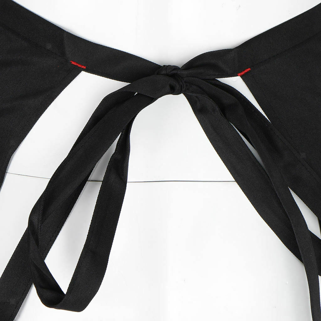 3pcs Black Restaurant Home Kitchen BBQ Cooking Short Adjustable Aprons with