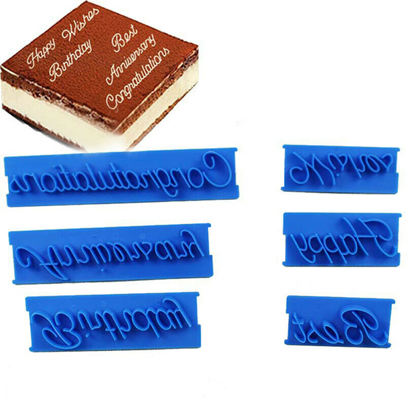 6pcs/set Plastic Letters Mold Happy Birthday Best Wishes Baking Molds Dec.l8