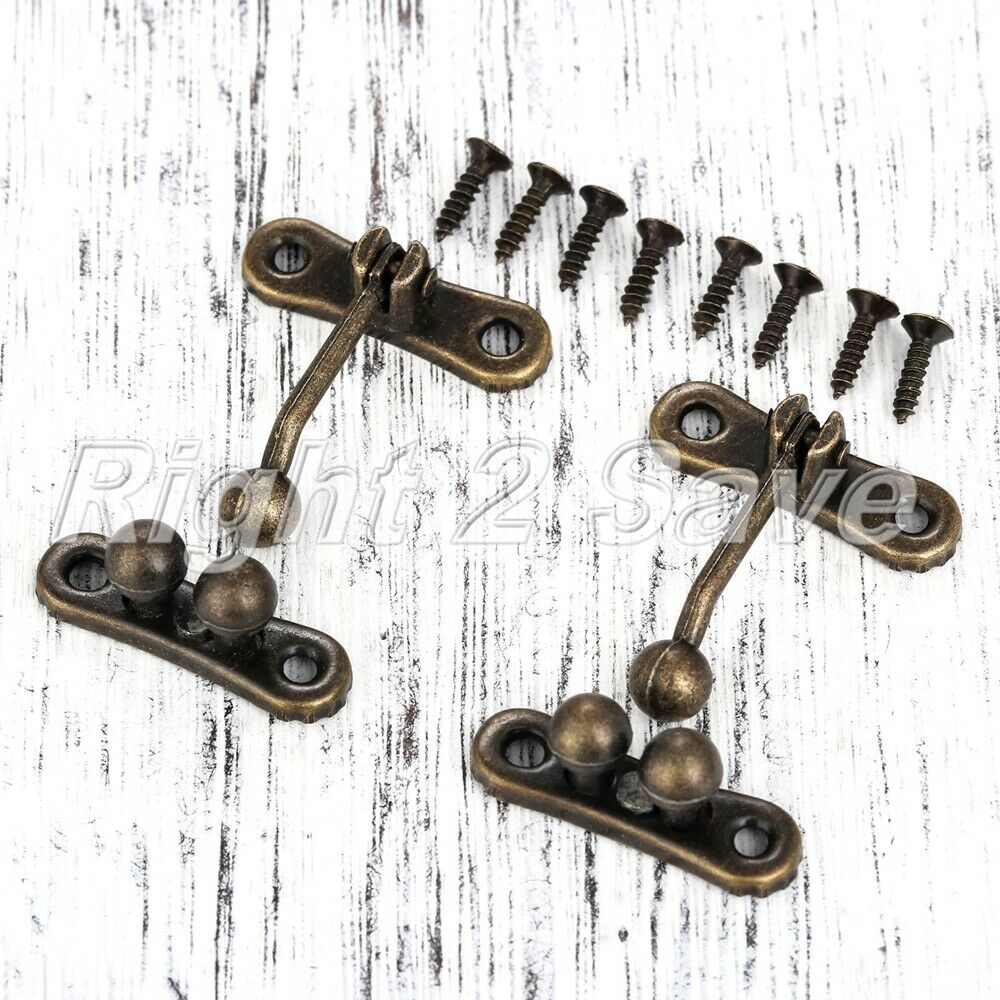2pcs Retro European Simple Wood Jewelry Gift Case Box Hasp Lock Latch 31*33mm