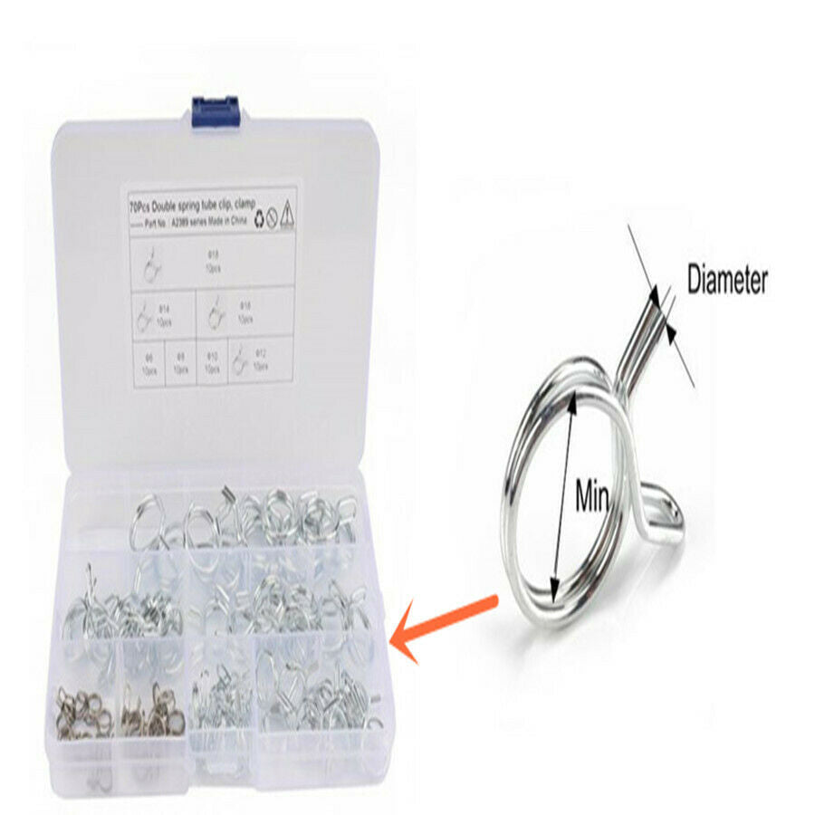 70Pcs Fuel Line Hose Tube Spring Clamp Î¦5-Î¦18 Double Wire For Car Motorcycle RV