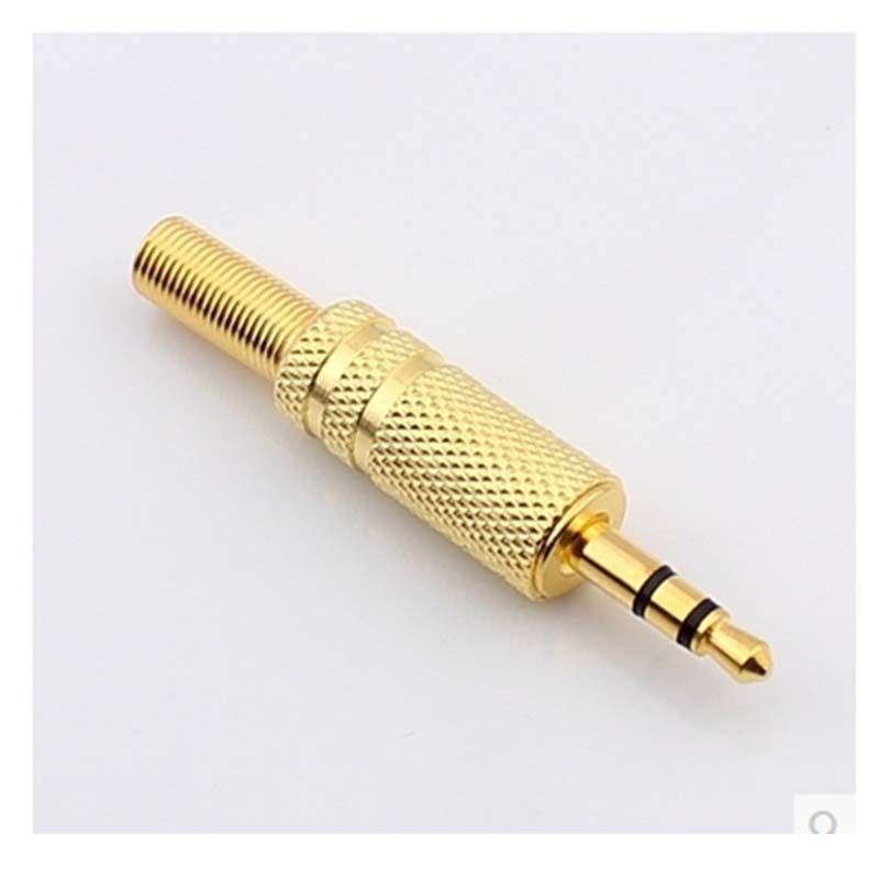 Golden 3 Pole 3.5mm Male Repair headphone Jack Plug Metal Audio Soldering Spring