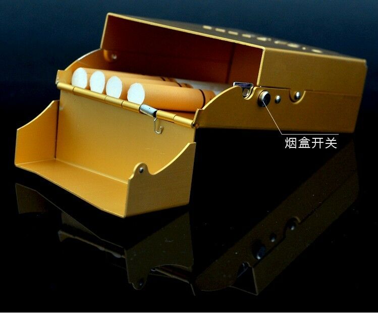 yellow Lightweight Aluminum Cigarette Cigar Tobacco Case Holder Box MA GBM