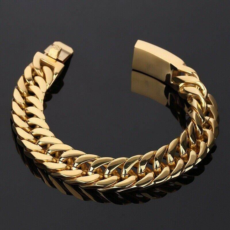 14mm Men's Heavy Solid Stainless Steel Curb Chain Bracelet Fashion Jewelry *1