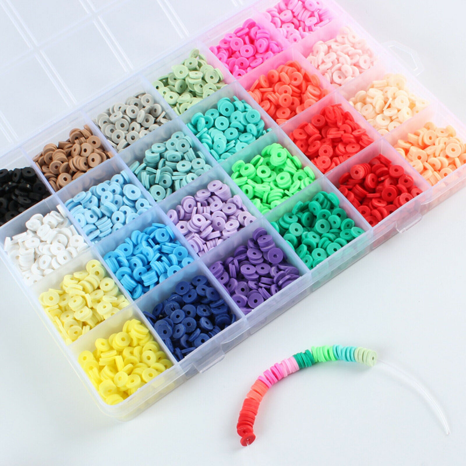 4800Pack 24 Colors Flat Round Clay Beads 6mm Beads DIY Jewelry Sewing Craft