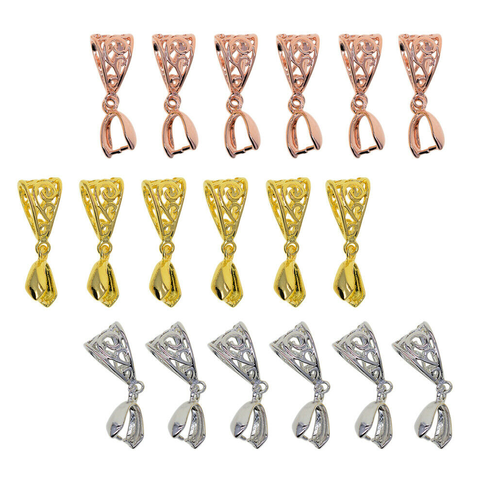 18X Mixed Color Jewelry Findings Bail Connector Pinch Clasp Pendant Making