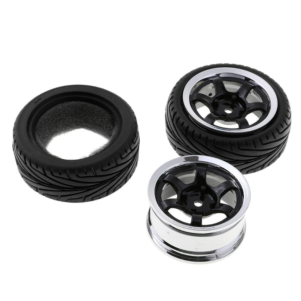4 Pieces RC Vehicle Wheels Tire Rim Set 12mm Hexagon for 1/10 on Road Car Parts