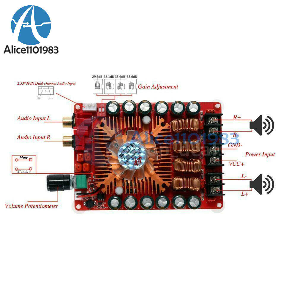 TDA7498E 160W+160W Dual Channel Audio Stereo Power Amplifier Board
