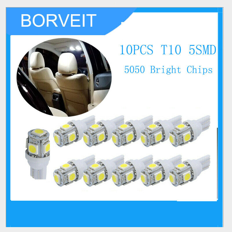 10 x 921 LED License Plate Bulbs 6000K White Interior 5050 SMD T10 Light