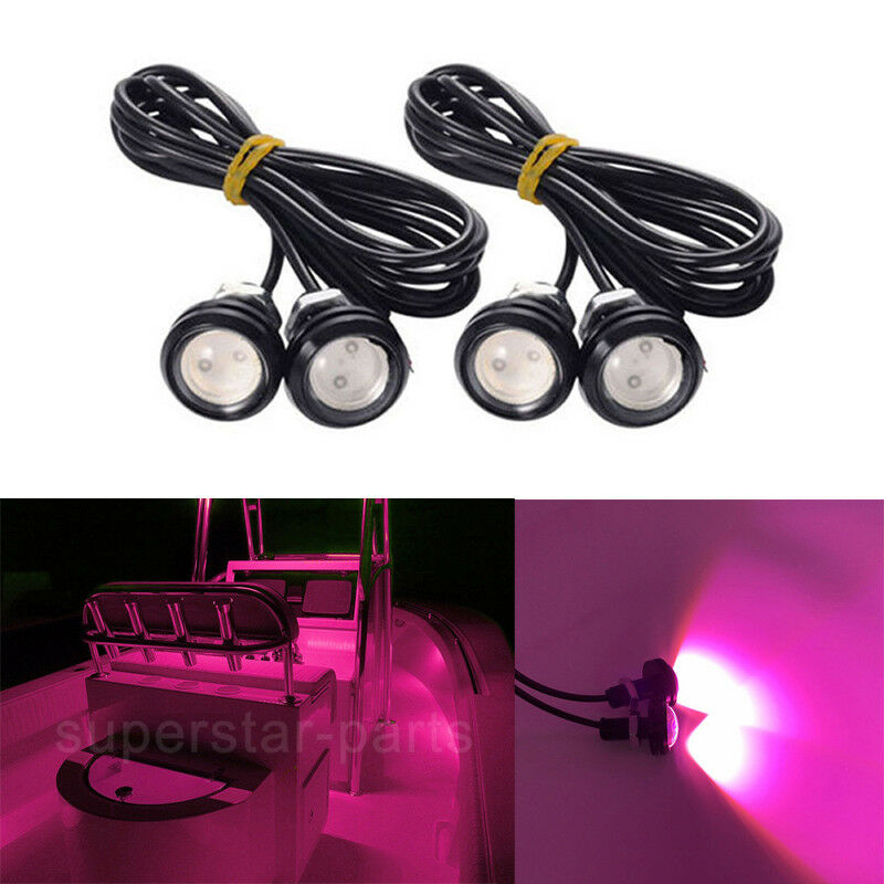 4X Pink LED Boat Light Waterproof Outrigger Spreader Transom Underwater Troll
