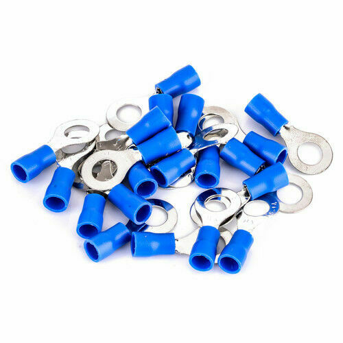 20pcs 14-16 AWG RV 2-6 Insulated Crimp Ring Terminal Wire Connector PVC Blue YX