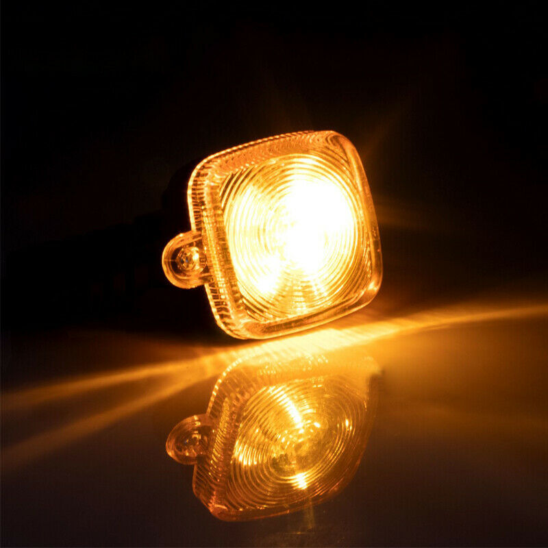 2pcs Motorcycle Amber Halogen Bulb Turn Signal Indicators Square Light Blinker