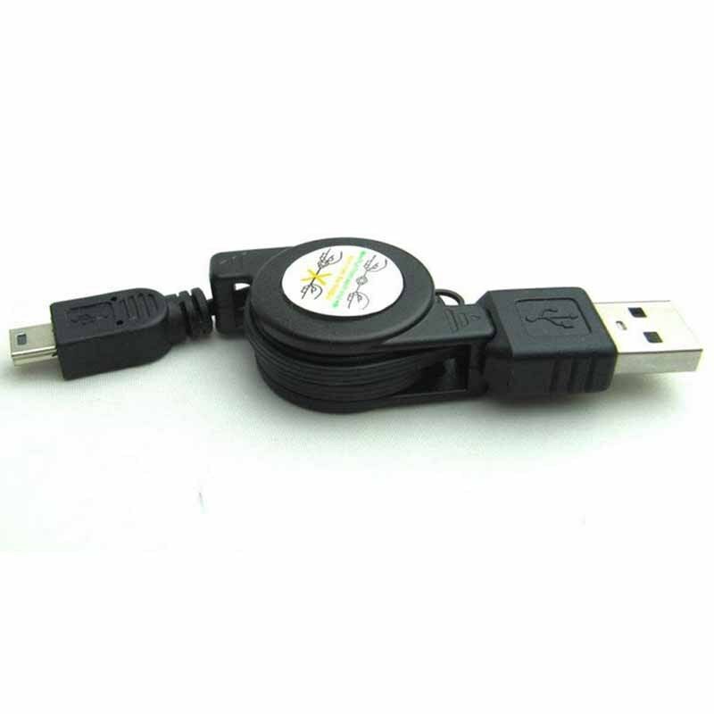 Hot Black Retractable USB A Male to Mini USB B 5-Pin Charging Sync Data Cable