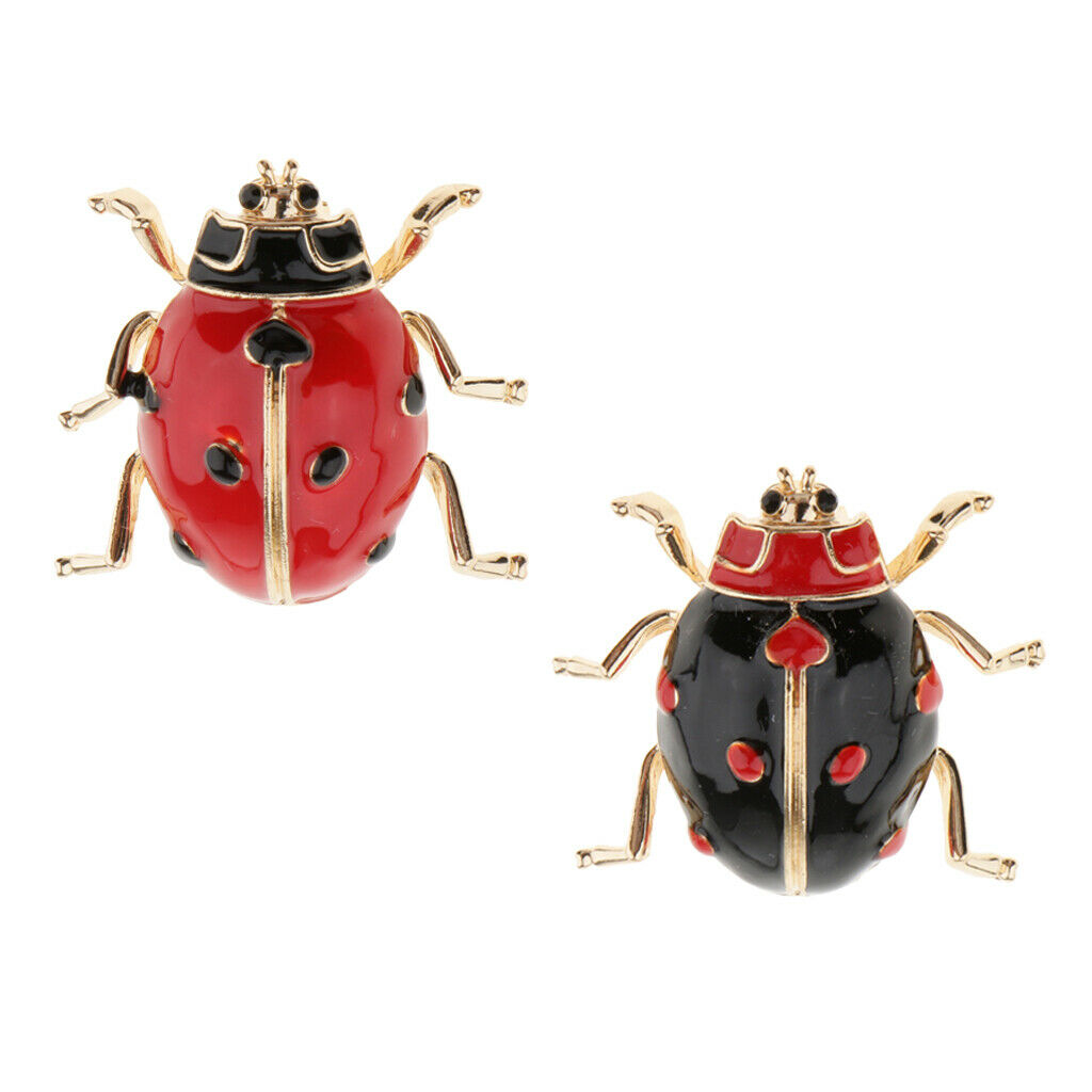 2pcs Insects Ladybug Coccinella Enamel Lapel Collar Costume Pin Brooch